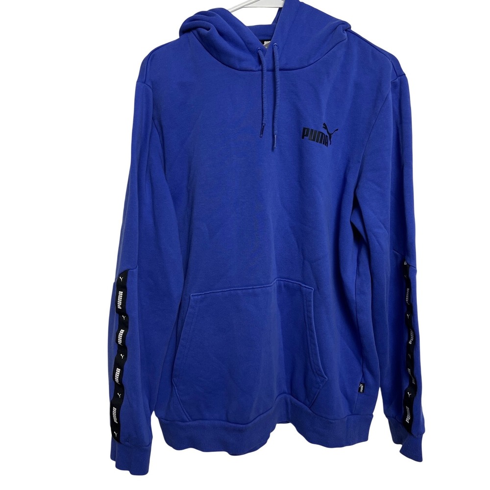 Puma Mens Royal Blue Logo Tape Sleeve Pullover Hoodie‎ Sweatshirt Size M